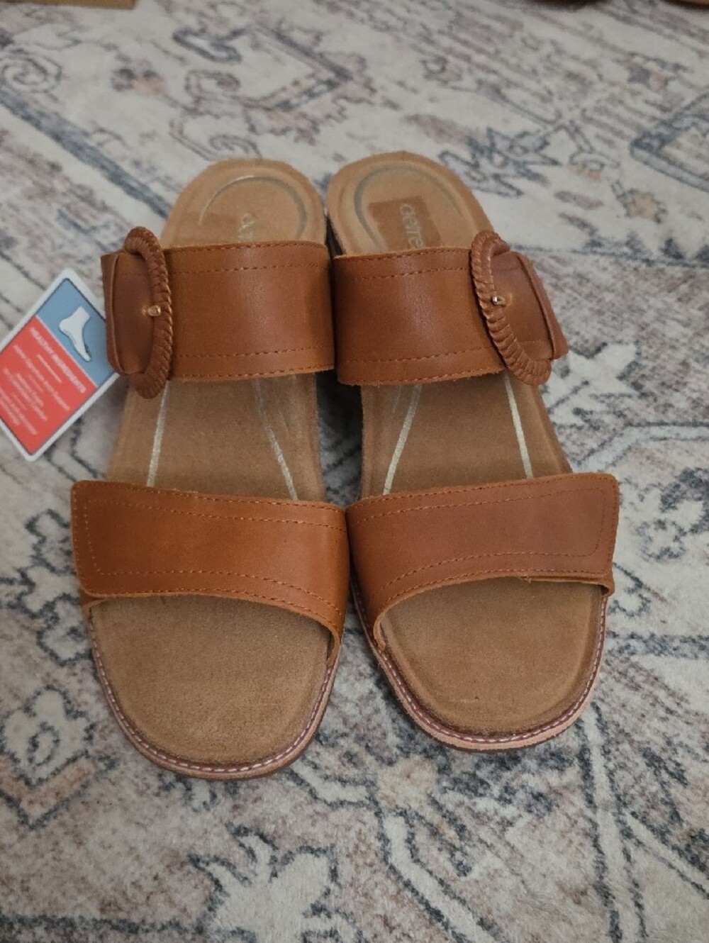 NWT Aetrex Women's Size 10 Brown Leather Slide Sandals with Decorative Buckle. - Picture 8 of 8